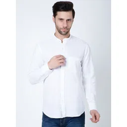 Sparky Men Slim Fit Band Collar Solid Cotton Casual Shirt-picture-16
