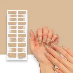 Sparlune Salon Style Nail Art Kit | 22Pcs Gel Nail Stickers Set with Mini UV Light & Nail Filer | Long-Lasting, Glossy & Easy DIY Gel Manicure at Home | Easy to Use Nail Art Kit for Women & Girls (Golden Shimmer)-picture-29