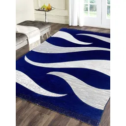 Sparrow world Blue & Grey Abstract Printed Velvet Chennille Rectangular Carpet-picture-13