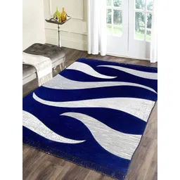 Sparrow world Blue & White Printed Chennille Carpet-picture-32
