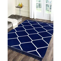 Sparrow world Blue Printed Chennille Carpet-picture-29
