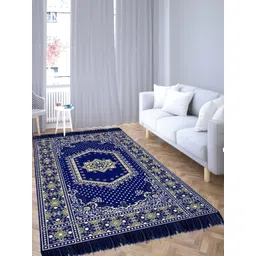 Sparrow world Blue Solid Chennile Carpet-picture-38