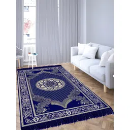 Sparrow world Blue Solid Chennile Carpet-picture-39