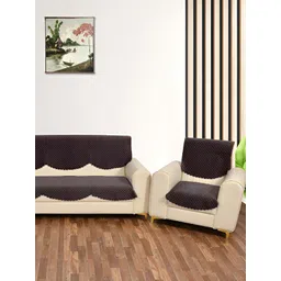 Sparrow world Coffee Brown 10 Pieces Velvet 5 Seater Sofa Covers-picture-28