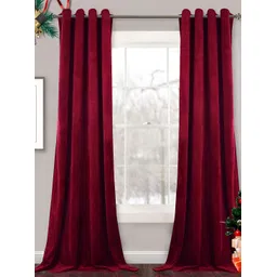 Sparrow world Maroon Velvet Black Out Window Curtain-picture-38