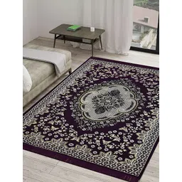 Sparrow world Purple & White Floral Printed Rectangular Carpet-picture-21