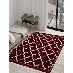 Sparrow world Red & White Geometric Printed Rectangular Carpet-picture-19
