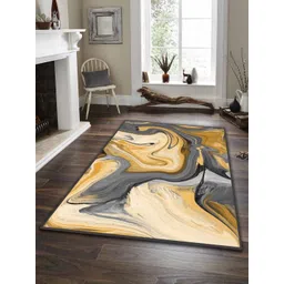 Sparrow world Yellow Bohemian Anti-Skid Polyester Carpet-image-0