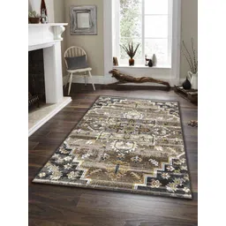 Sparrow world Yellow Bohemian Anti-Skid Polyester Carpet-image-7