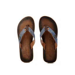 Sparx Men Brown & Blue Thong Flip-Flops image 1