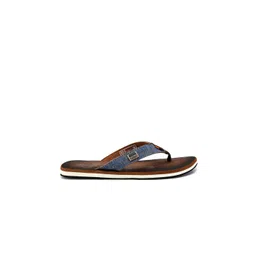 Sparx Men Brown & Blue Thong Flip-Flops image 5