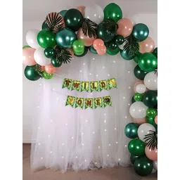 Special You 64-Pcs Green, White & Peach-Colored Foil Balloons Birthday Decors-picture-38