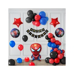 Special You Birthday Decoration DIY Combo Kit Spiderman Theme with Happy Birthday Banner Spiderman Foil Balloon set Red Black and Metallic Blue Balloons Multicolor- Pack of 53 Items-picture-17