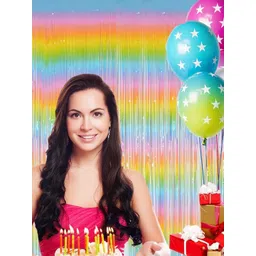 Special You Gold Toned & Pink 3 Pieces Rainbow Fringe Curtains-picture-36