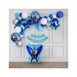 Special You Pack of 49 Items Batman Theme Birthday Decoration Items for Boys includes Metallic Blue, White, Silver Chrome & Pastel Blue Balloons with Batman Theme Foil Balloon Set-picture-13