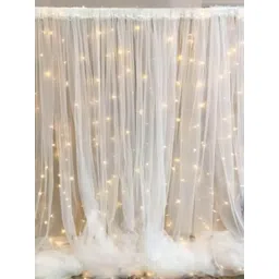 Special You White 6 Pieces Backdrop Curtain & LED Fairy Lights Party Decorations-picture-27