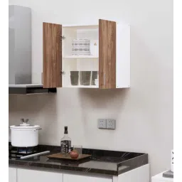 specialitypanels 2 Doors Modular Wall Mounted Kitchen Cabinet with Adjustable Shelf in Cochwood Brown & Highland Pine Finish-picture-14