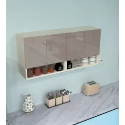 specialitypanels 4 Door Mirror Glossy triple layered UV Resistant handless cabinet with Space Organizer in Mocha Finish-picture-32