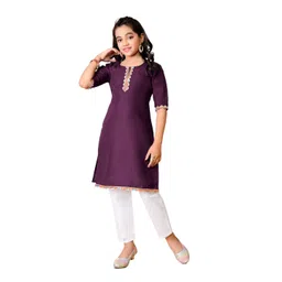 SPECKLESS Kids-Girls Thread Work Straight Kurti-picture-35