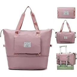 speculo Foldable Duffle Bag for Travelling | Waterproof and Large Travel Bag for Women Luggage | Expandable & Multipurpose Large Capacity Weekender Carry Bag for Women Travel (Pink)-picture-12