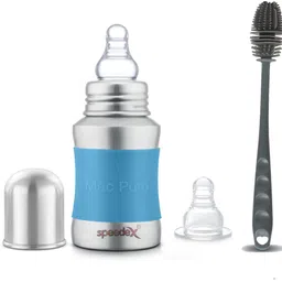 speedex Stainless Steel Baby Feeding Bottle , Brush (140 ml, 1 Extra Nipple Free)-Blue - 140 ml-picture-13