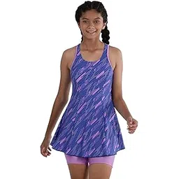 Speedo Girl's Endurance 10 Printed Racerback Swimdress with Boyleg-picture-13