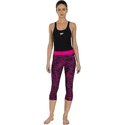 speedo Boom Splice All Over Printed Swim Capri Womens Swimactive, Black, 28-picture-43