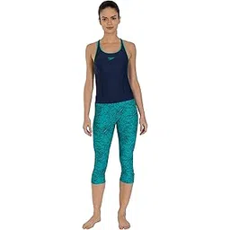 speedo Womens Boom Splice Printed Swim Capri - Jade & Navy-picture-14