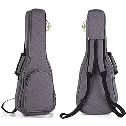 SPEHUB Linen Simple Ukulele Case 10mm Sponge Portable Waterproof Ukuleles Bag Cover Uke gig Bag with Accessory Storage Pocket (Grey, 21Inch Soprano)-picture-16