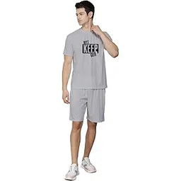 spense clothing Men's Solid Cotton Round Neck Travel Stylish Casual Sleepwear & Launge Wear Nightdress, Regular Fit T-Shirt and shorts (M_P_H_128__)-picture-12