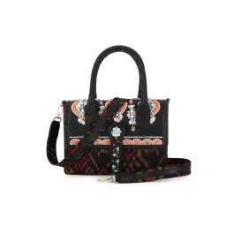 Spice Art Black Leather Medium Printed Handbag-picture-42