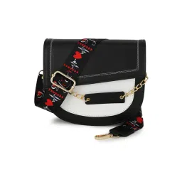 Spice Art Black Solid Medium Saddle Cross Body Bag-picture-17