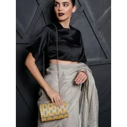 Spice Art Orange Gold Embroidered Medium Clutch-picture-15