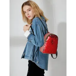 Spice Art Pink Embellished Travel Zipper Backpack - 15 Ltrs-picture-32