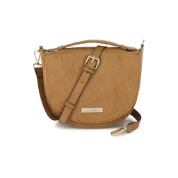 Spice Art Tan Solid Medium Saddle Cross Body Bag-picture-10