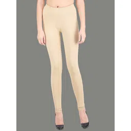 SPIFFY Women Beige Solid Leggings-image-8