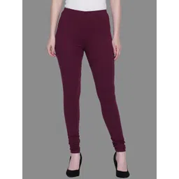 SPIFFY Women Burgundy Solid Churidar-image-21