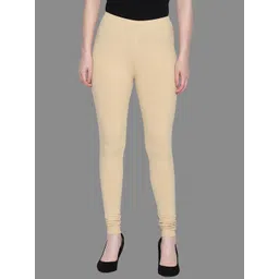 SPIFFY Women Cream-Coloured Solid Leggings-image-49