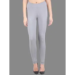 SPIFFY Women Grey Solid Cotton Churidar-Length Leggings-image-45