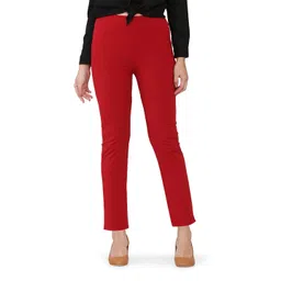 SPIFFY Women Maroon Relaxed Straight Leg Straight Fit Trousers-image-42