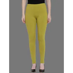 SPIFFY Women Olive-Green Solid Ankle-Length Leggings-image-15