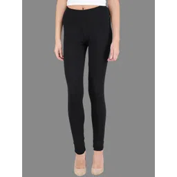 SPIFFY Women Plus Size Black Slim Fit Solid Churidar Length Leggings-image-1