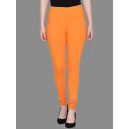 SPIFFY Women Plus Size Orange Solid Churidar-image-30