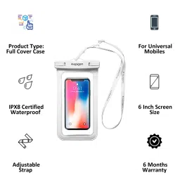 spigen TPU Full Cover Case For Universal Mobiles (IPX8 Certified Waterproof, White) image 2