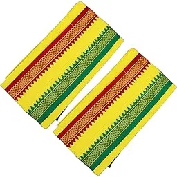 spillbox Men's Color Border Cotton and Crush Jarigai Angavastram | towel/kasavu Shawl | melmundu | uthareeyam | Traditional Pooja Towel – DOUBLE BORDER-picture-13