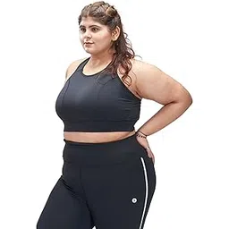 Plus Size Sports Bra for Women with Cross Straps| High Neck Pull On Sports Bra for High Impact Workout|Stretchable Moisture Wicking Fabric-image-49