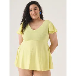 spirit animal SPIRIT ANIMALS Solid V-Neck Full Coverage Swimming Dress-picture-40