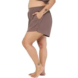 spirit animal Women Lounge Shorts | Solid Relaxed Fit Shorts for Women | Lightweight Shorts with 2 Side Pockets | Regular Wear Shorts | Mid Waist Shorts for Women | Plus Size Lounge Shorts for Women-picture-11