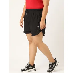 SPIRIT ANIMAL Women Plus Size Black Solid Sports Shorts-picture-32