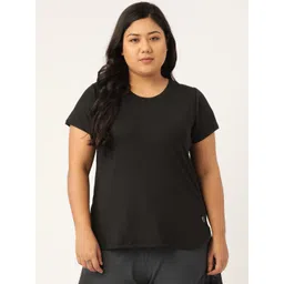 SPIRIT ANIMAL Women Plus Size Black Solid T-shirt-picture-36